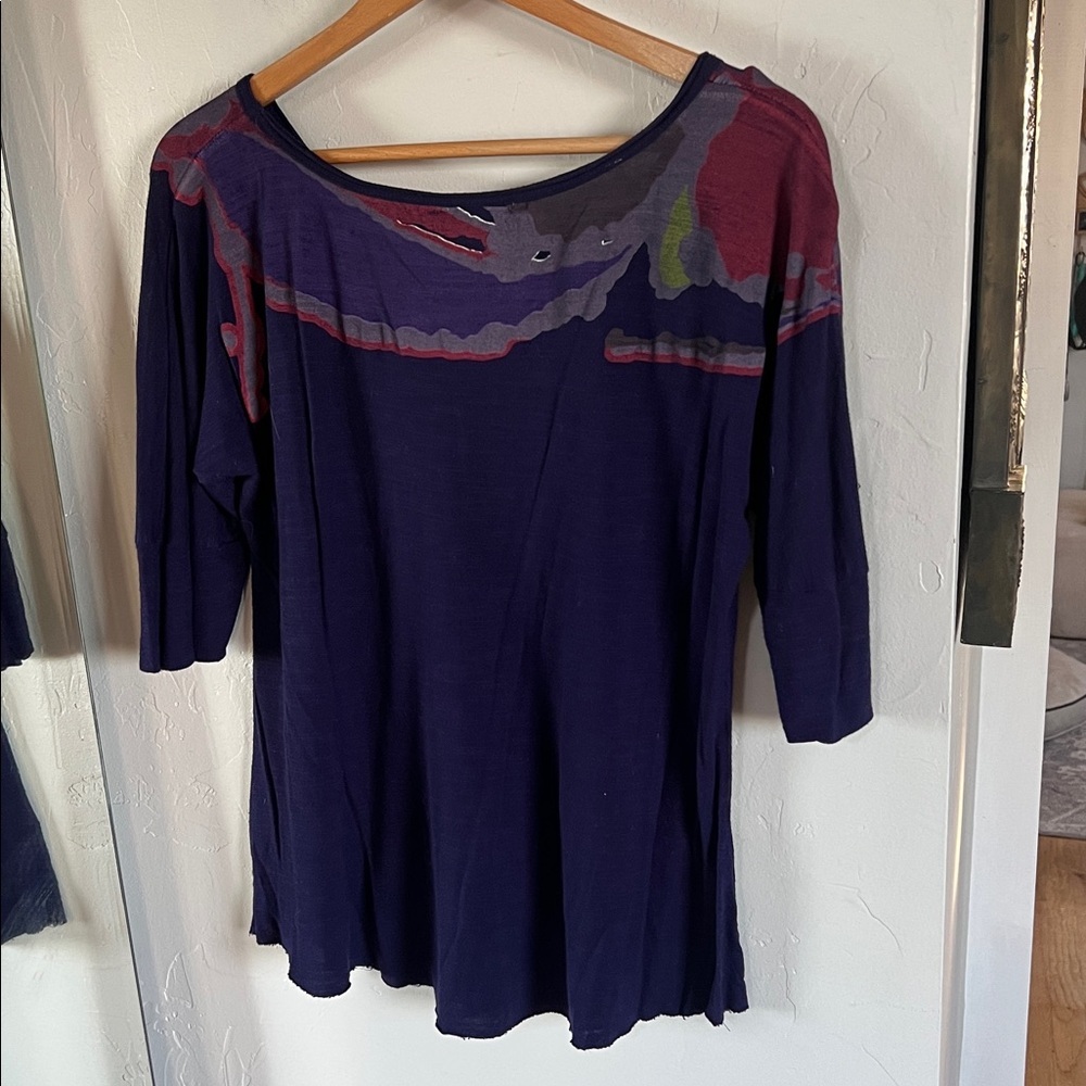 Language Navy Floral Short Sleeve Top - Picture 5 of 5